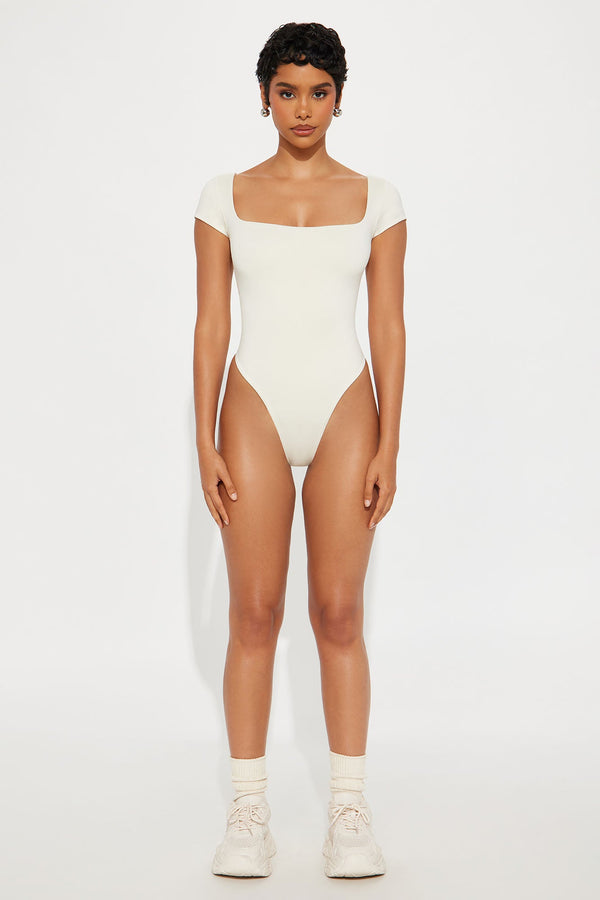 Contour Double Lined Square Neck Bodysuit - Bone