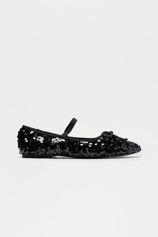Lunelle Sequin Bow Flats - Black