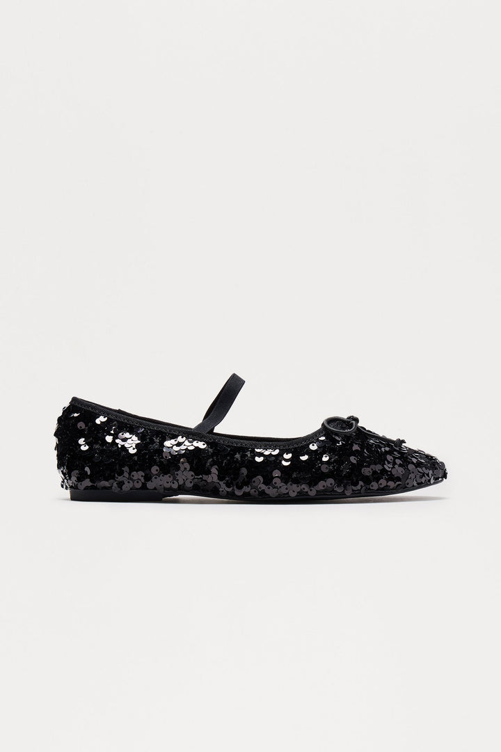 Lunelle Sequin Bow Flats - Black
