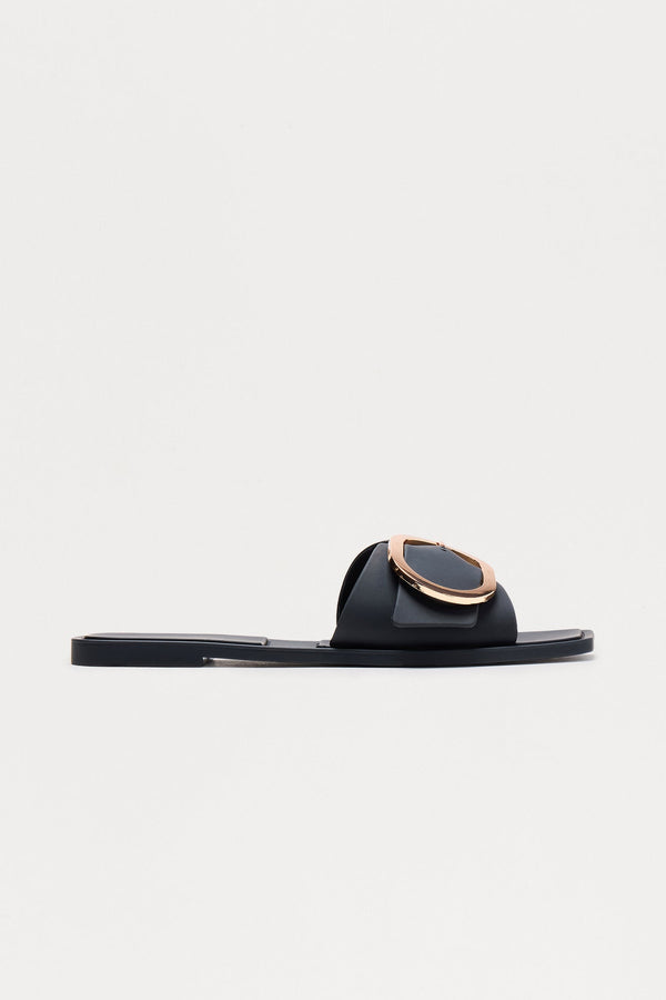 Stetson Buckle Slip On Sandals - Black