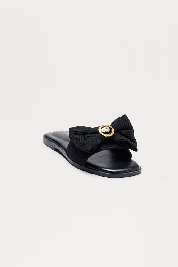 Gloriana Bow Slip On Sandals - Black