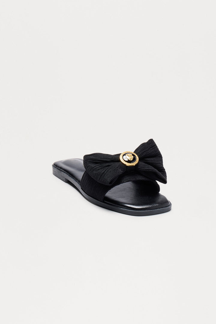 Gloriana Bow Slip On Sandals - Black