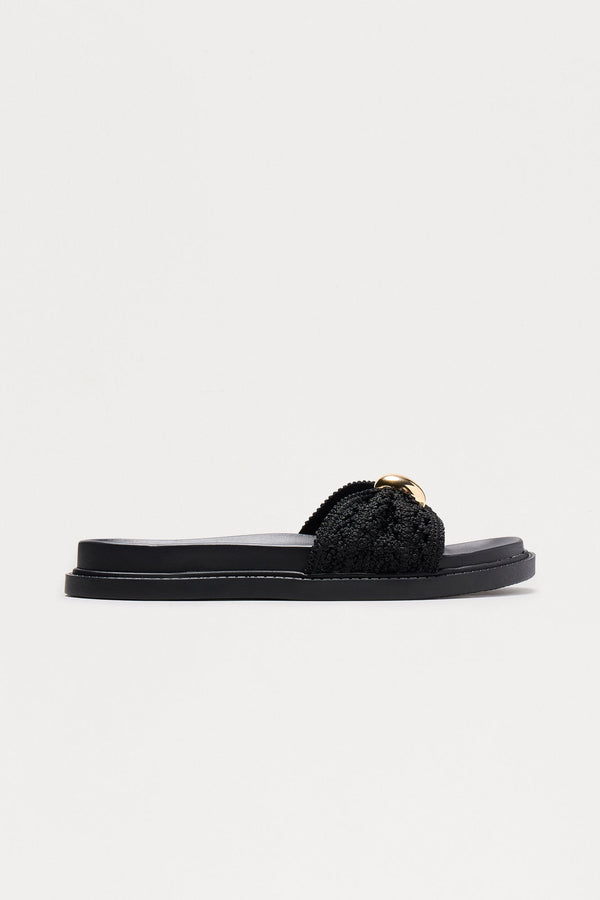 Yesenia Crochet Slides - Black