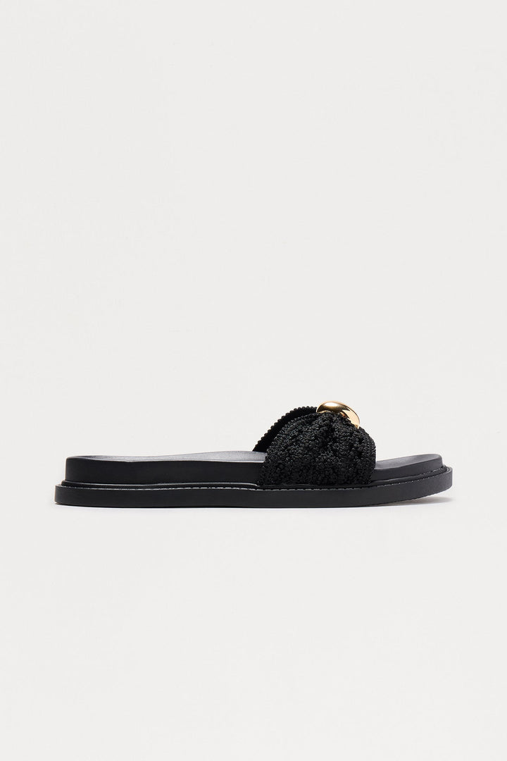Yesenia Crochet Slides - Black