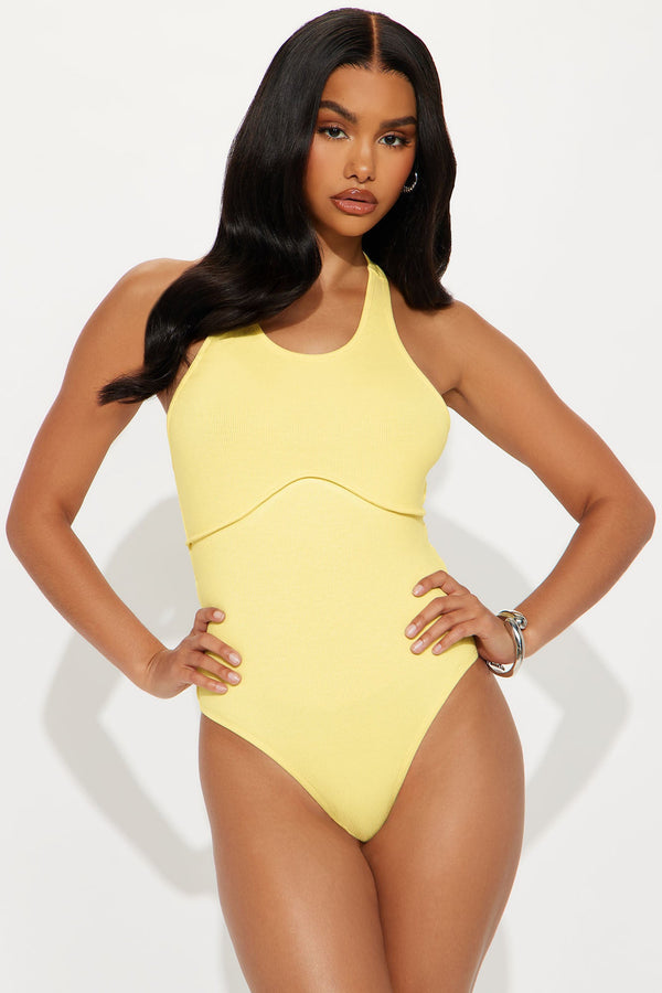 Arizona Ribbed Racerback Bodysuit - Butter Yellow