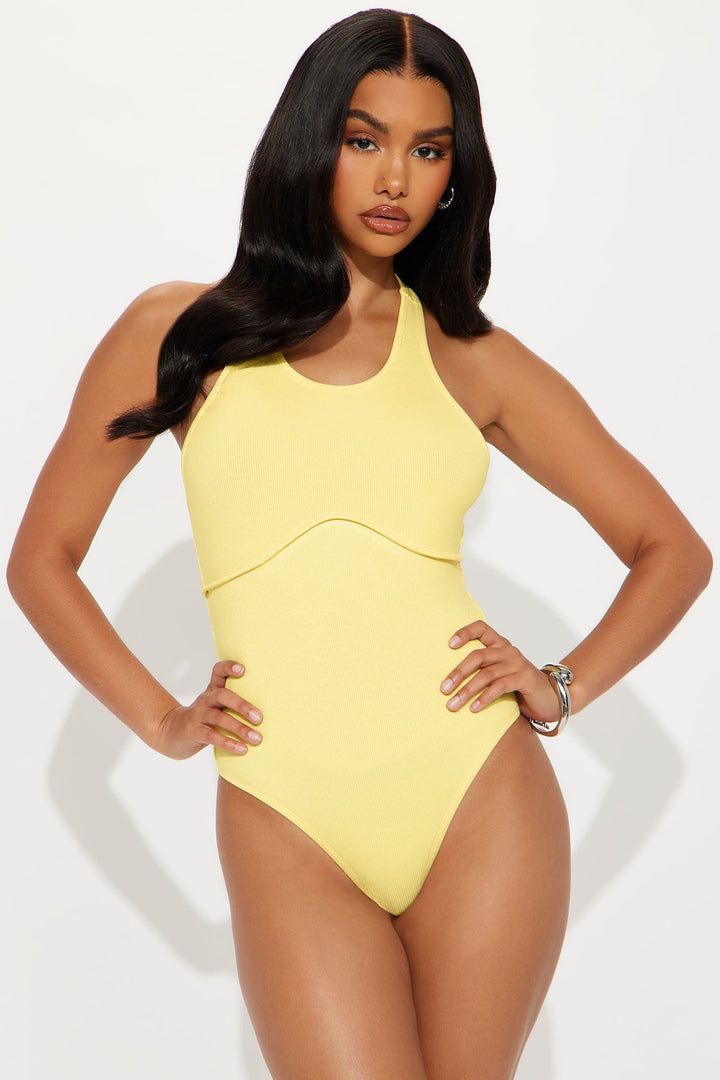 Arizona Ribbed Racerback Bodysuit - Butter Yellow