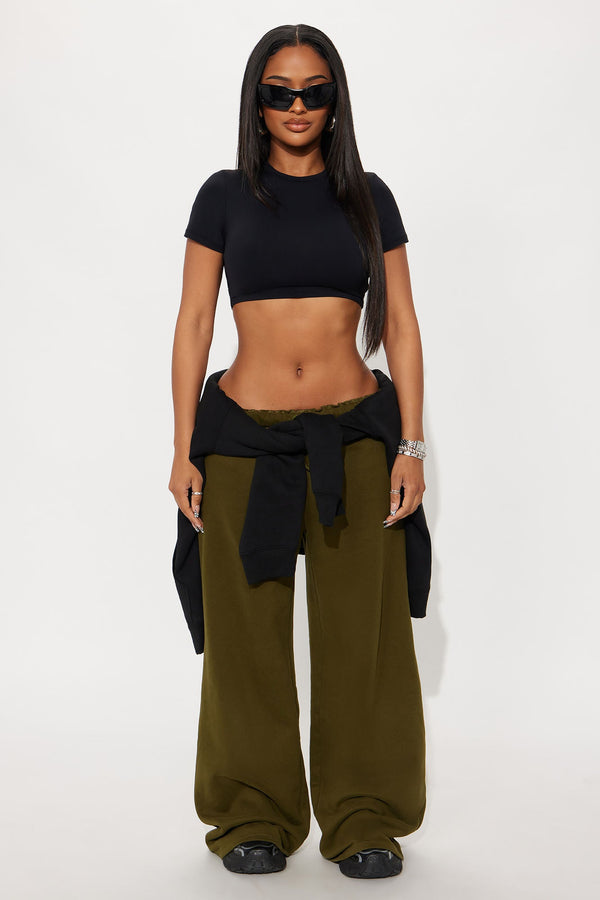 Second Skin Double Lined Super Cropped Tee - Black