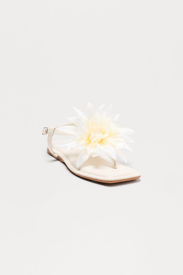 Joyful Flower Slingback Sandals - Ivory