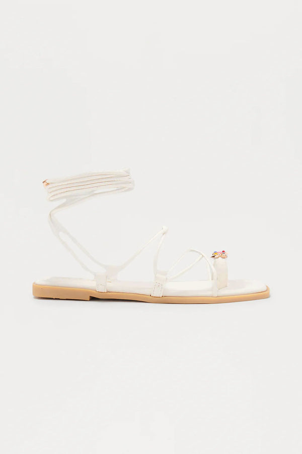 Mai Tai Toe Ring Wrap Up Sandals - Beige
