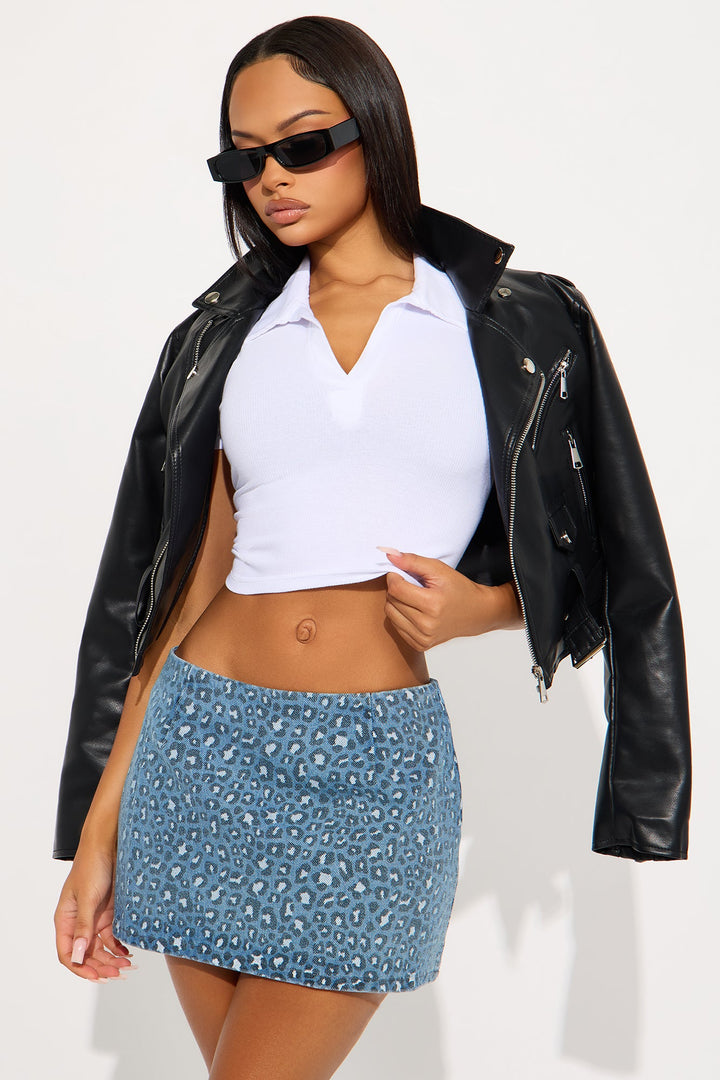 Jayla Cropped Short Sleeve Polo - White