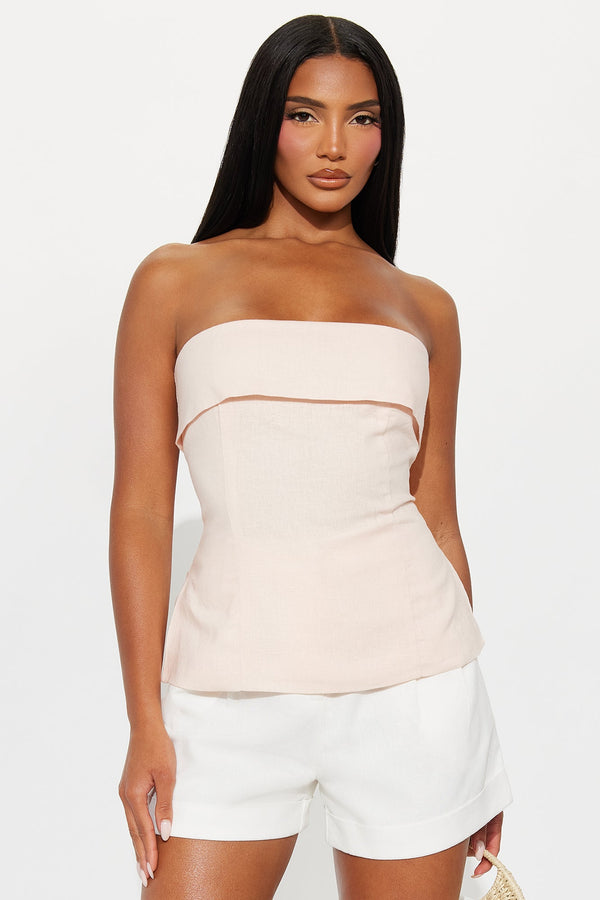 Girl's Date Linen Top - Pink