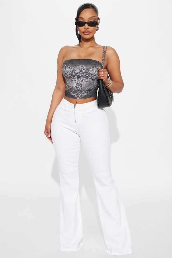 Later Days Mid Rise Flare Jeans - White