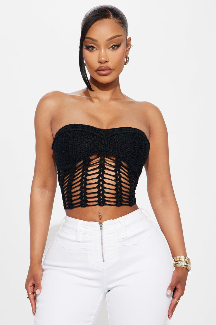 Paradise Found Cut Out Sweater Top - Black