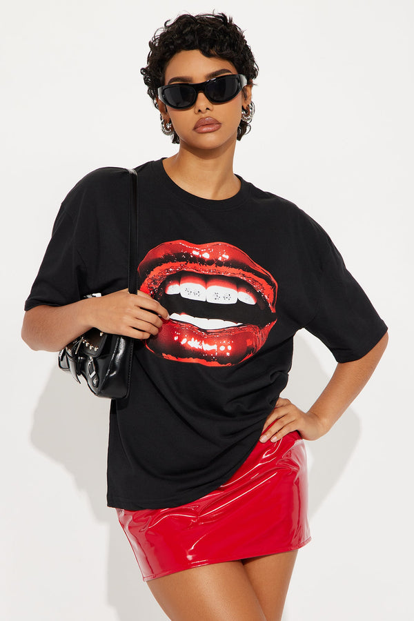 Diamond Teeth Oversized Tee - Black