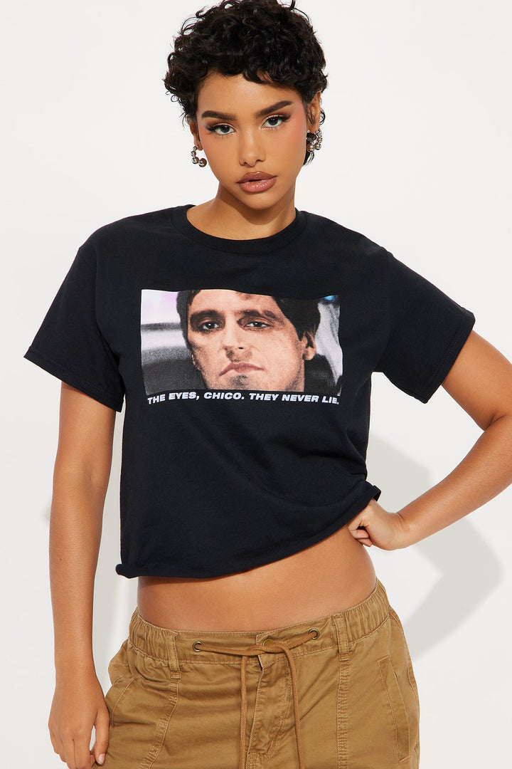 Scarface Eyes Never Lie Cropped Tee - Black