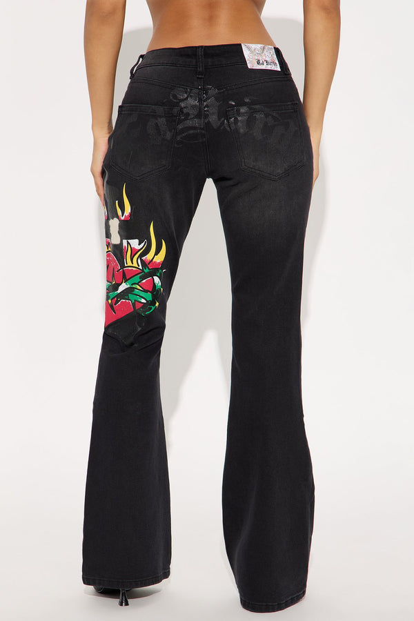 Ed Hardy Sacred Heart Bootcut Jeans - Grey