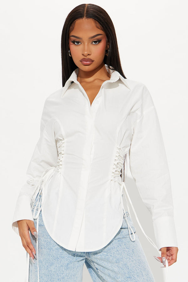Too Cool Lace Up Shirt - White