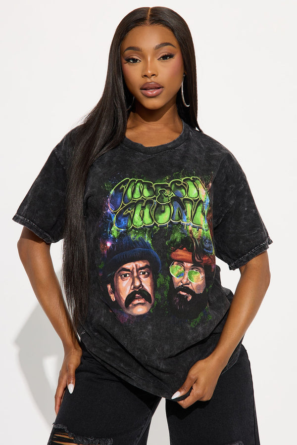 Cheech And Chong Vibin Oversized Washed Tee - Black