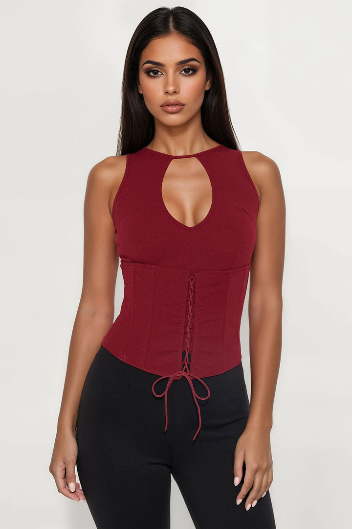 Muse Corset Waist Top - Plum
