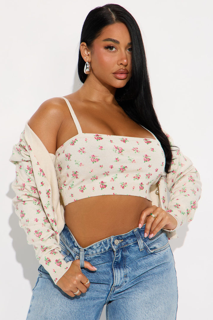 Soft Blossom Floral 2 Piece Cardigan - Cream/combo