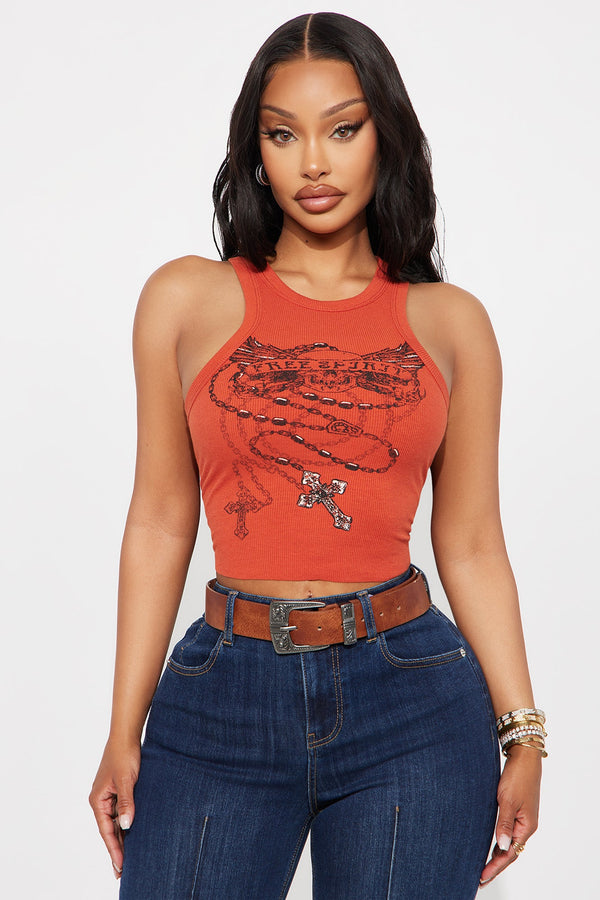 Free Spirit Ribbed Tank Top - Rust