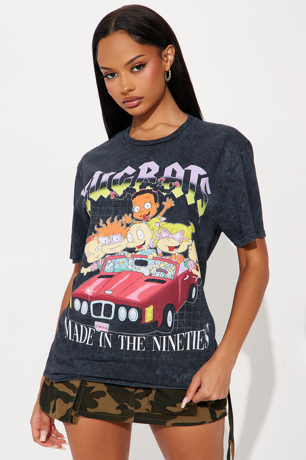 Rugrats Made In The 90's Washed Oversized Tee - Black