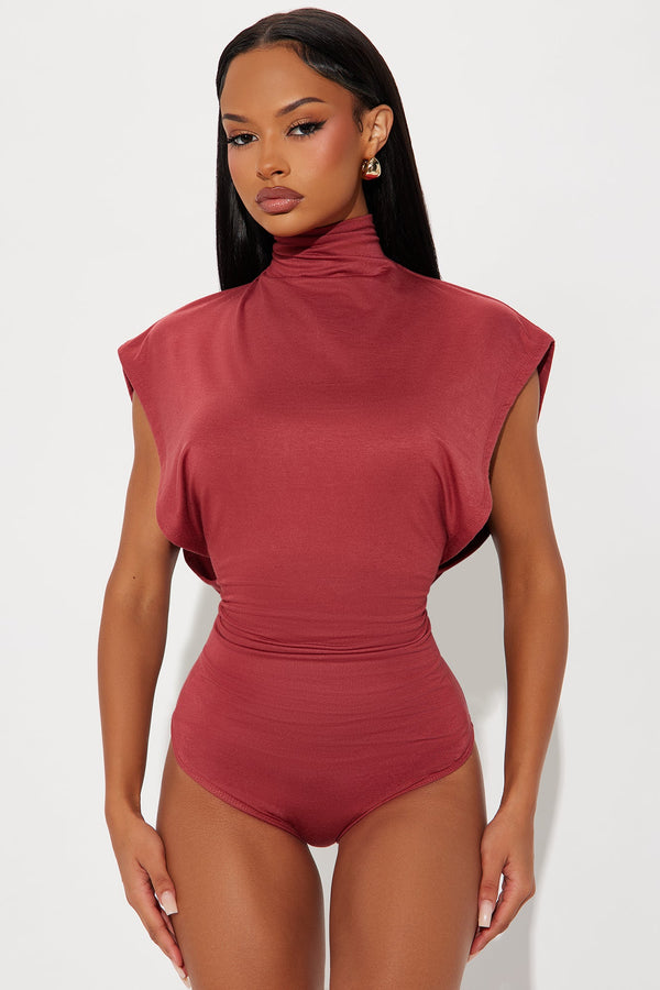 Audra Double Lined Turtle Neck Bodysuit - Rust
