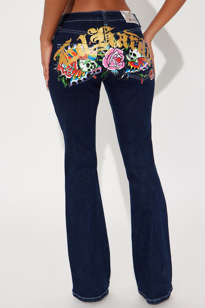 Ed Hardy Butterflies Bootcut Jeans - Medium Wash