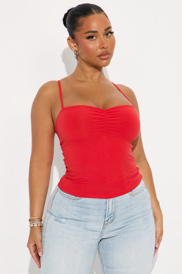 Nina Sweetheart Ruched Cami - Red