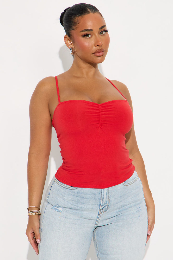 Nina Sweetheart Ruched Cami - Red
