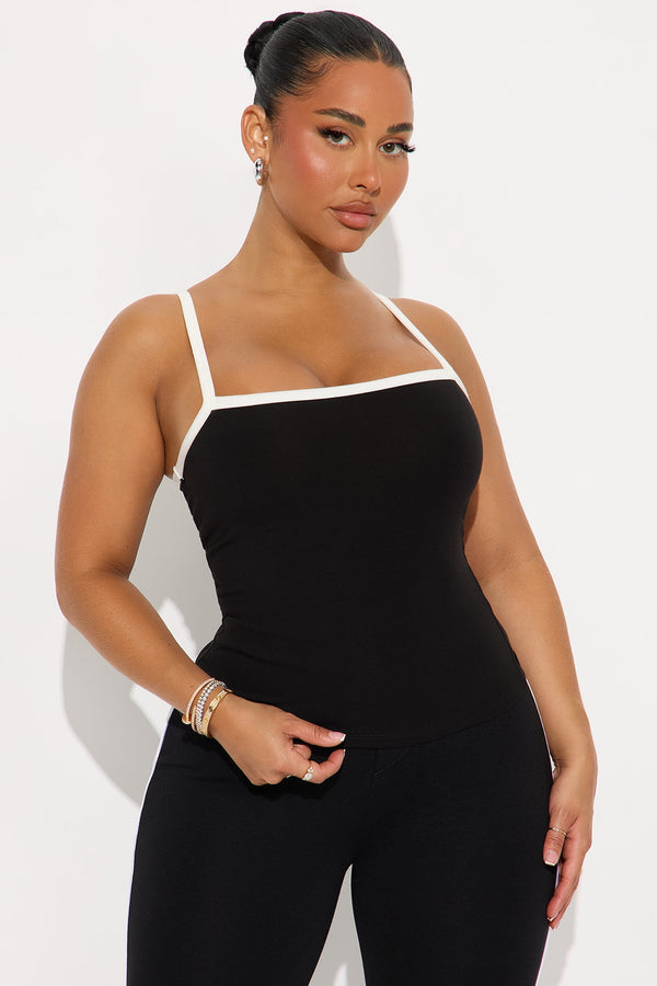 Emiko Square Neck Cami - Black/White