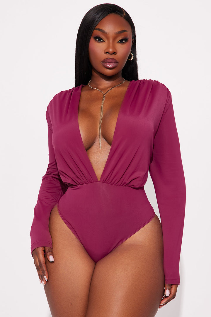Draya Deep V Bodysuit - Plum