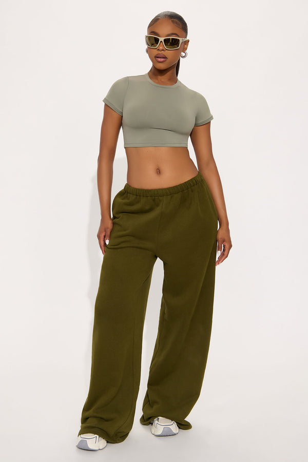 Second Skin Double Lined Super Cropped Tee - Military Green