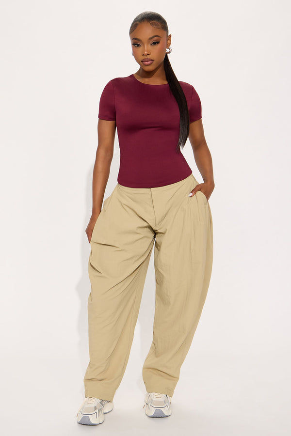 Contour Double Lined Short Sleeve Baby Tee - Wine