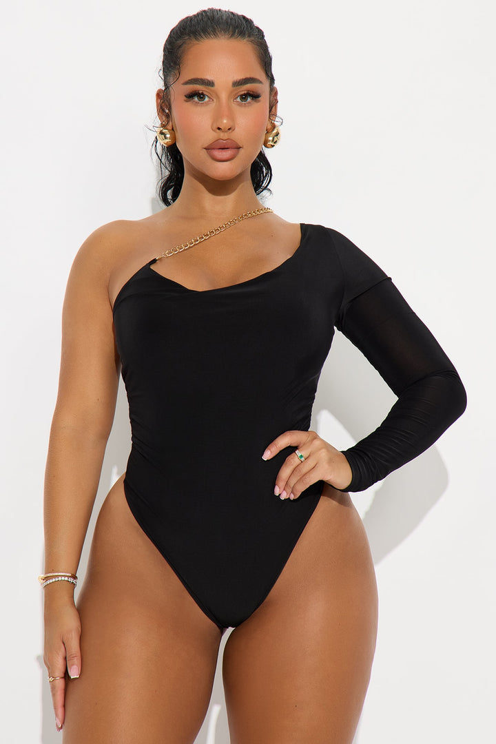 Nothing To Lose One Shoulder Bodysuit - Black