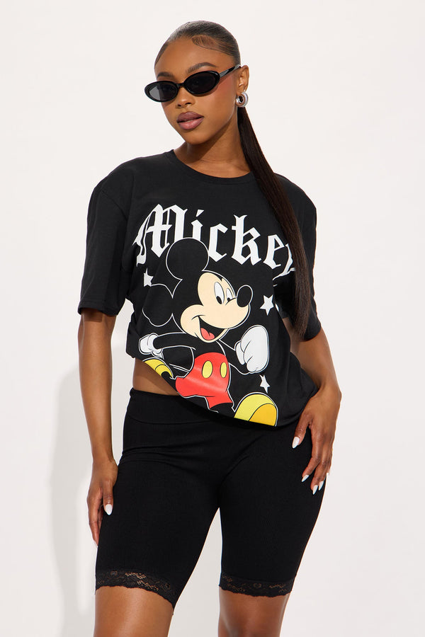 Mickey Old English Oversized Tee - Black