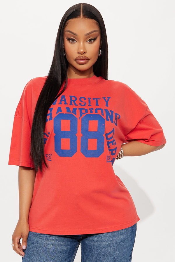 Varsity Champions Washed Tee - Red