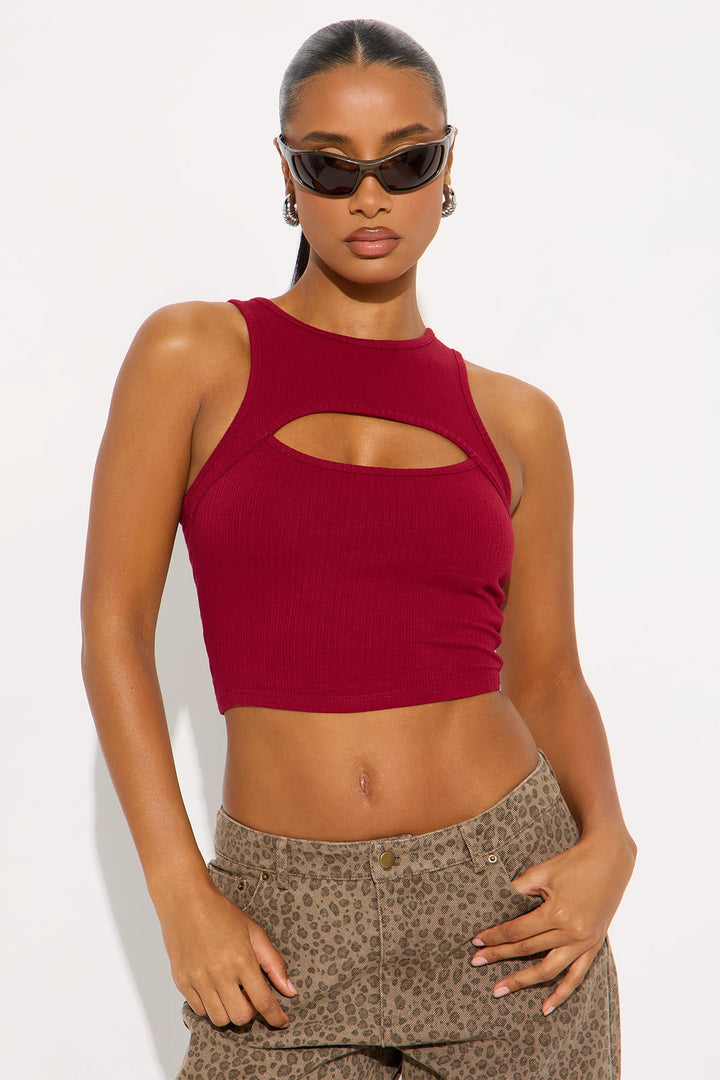 Amaris Cut Out Cropped Tank Top - Rust
