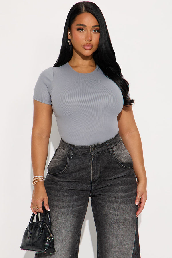 Chloe Crew Neck Short Sleeve Tee - Light Grey