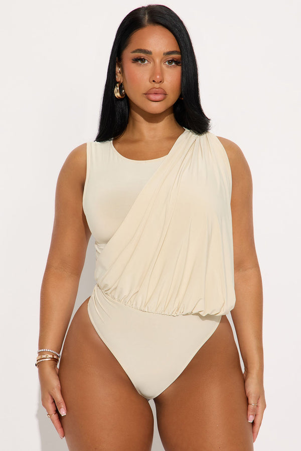 Willa Ruched Sleeveless Bodysuit - Cream