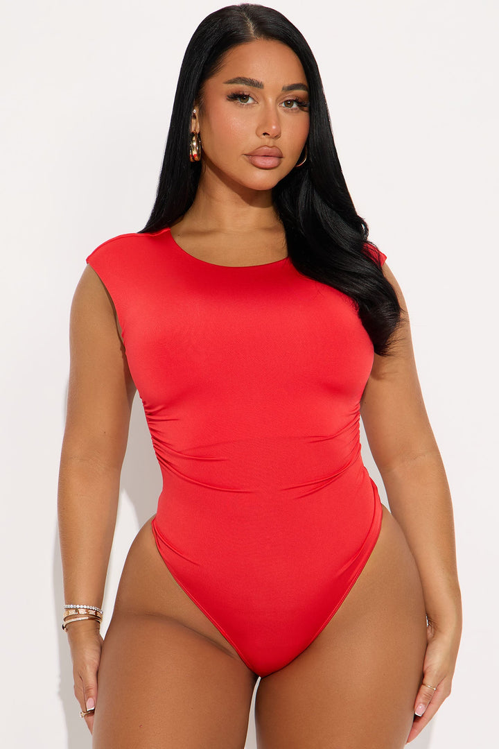 Elani Twist Cut Out Bodysuit - Red