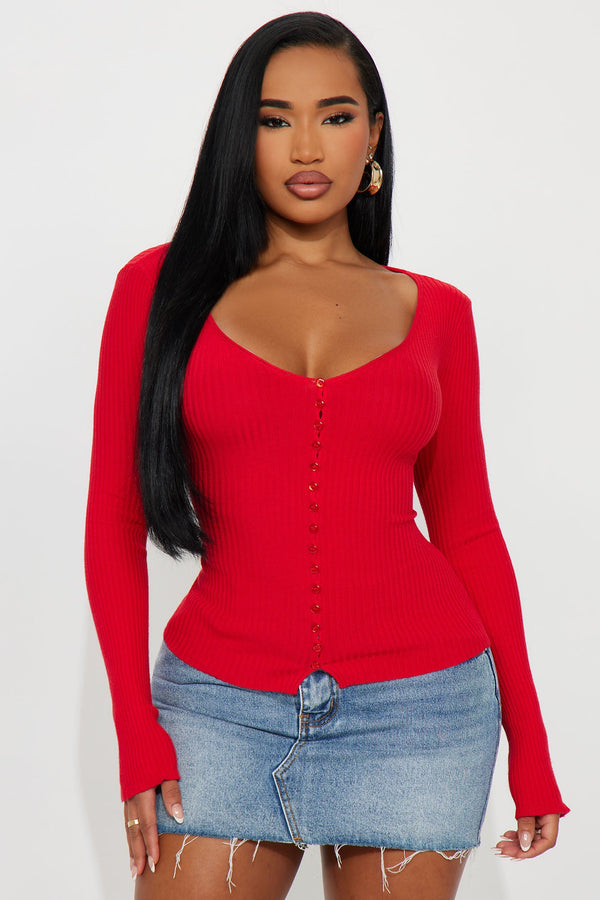 Karena Cardigan Sweater - Red