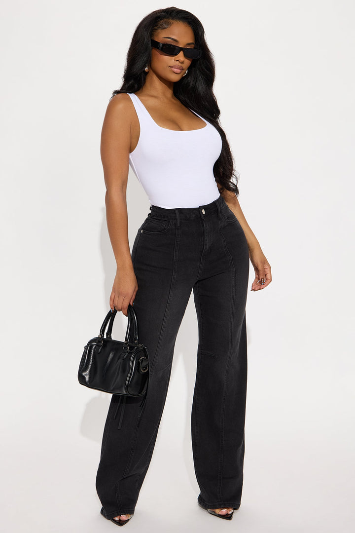 No Pretending Seamed Straight Leg Jeans - Black Wash