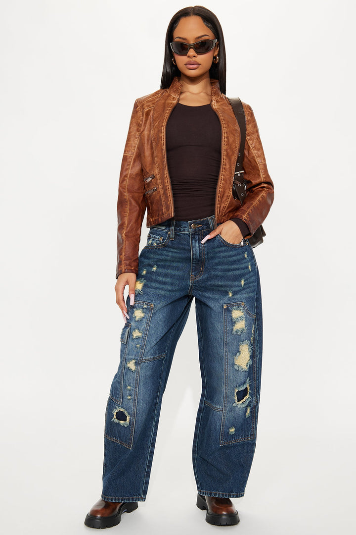 Gold Rush Loose Cargo Jeans - Dark Wash