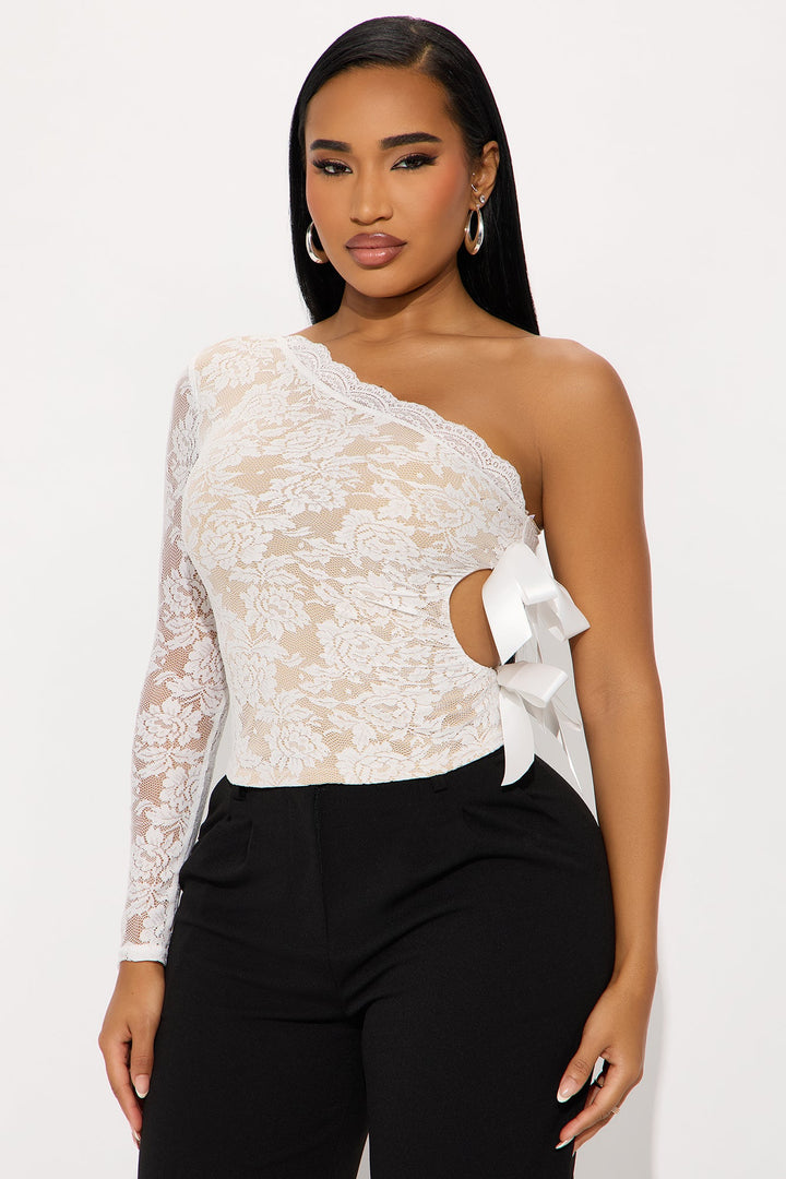 Fearless Grace Lace One Shoulder Top - White