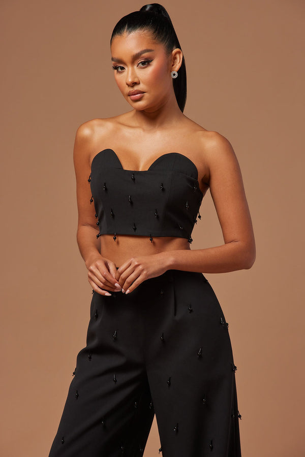 Rayah Embellished Corset Top - Black