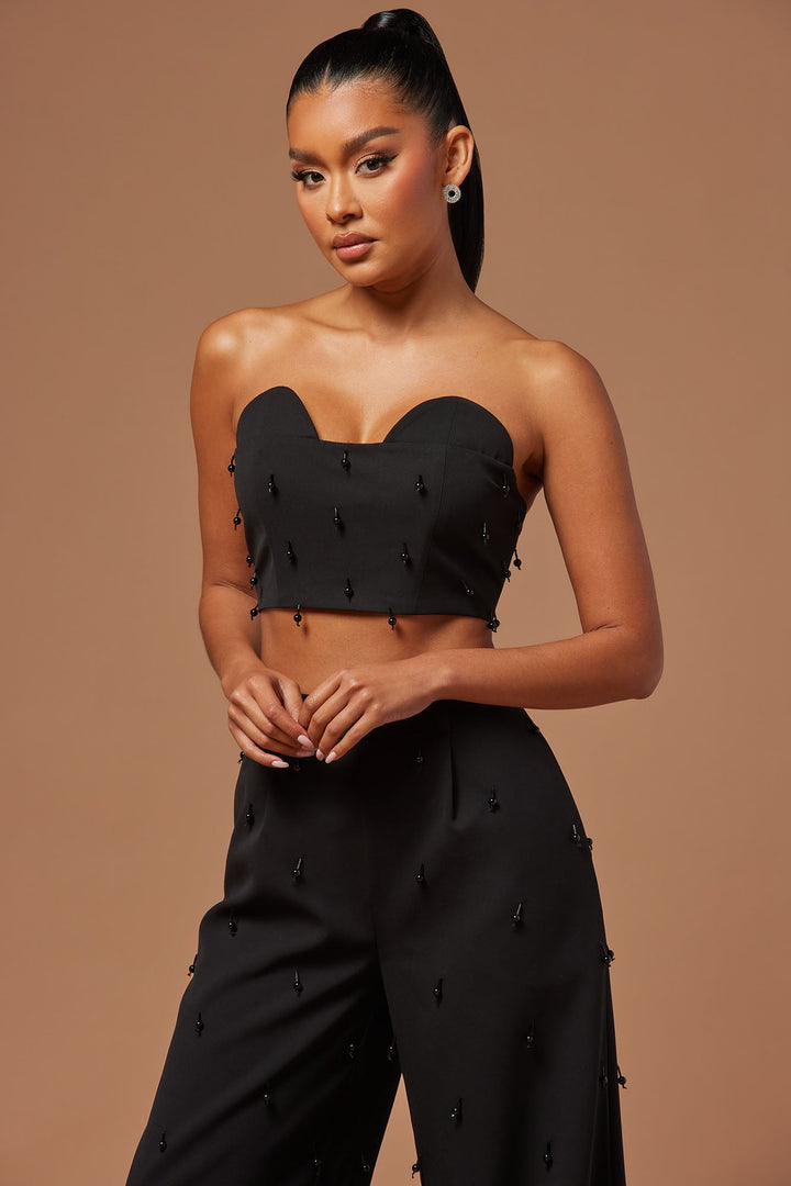 Rayah Embellished Corset Top - Black