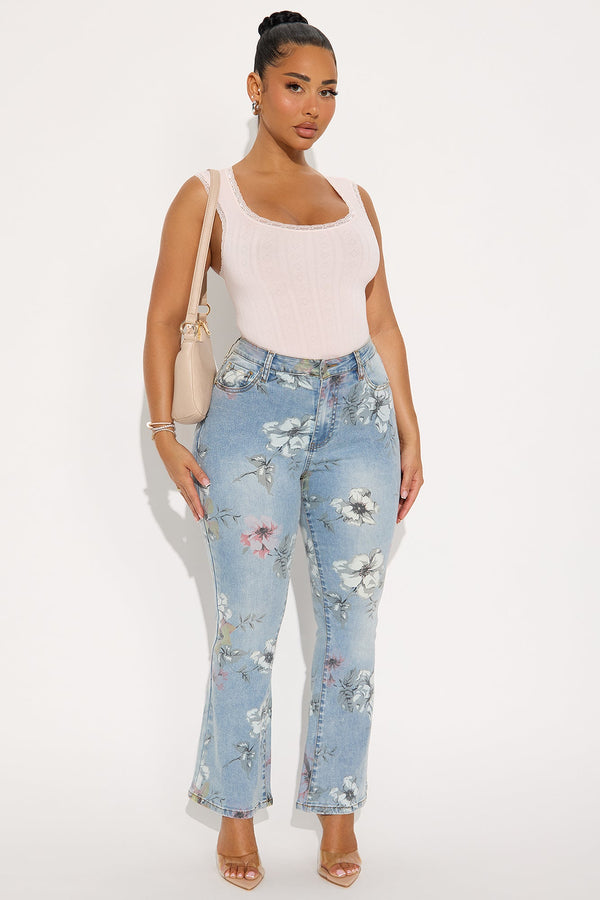 Let It Grow High Rise Flare Jeans - Light Wash