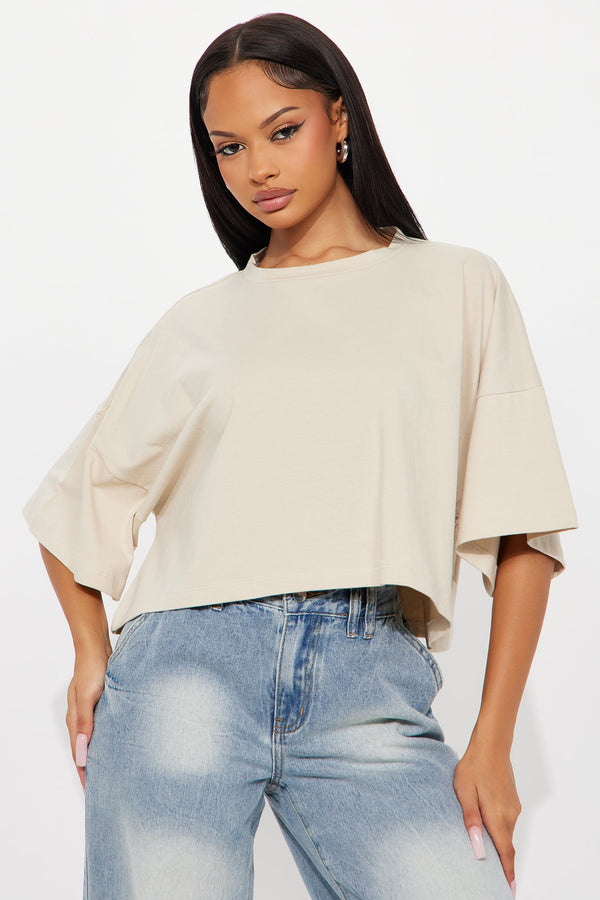 Blakely Boxy Wide Fit Short Sleeve Tshirt - Cream