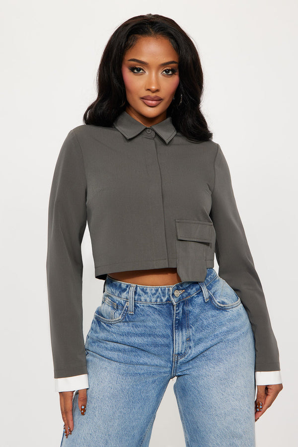 Can't Be Friends Contrast Shirt - Charcoal